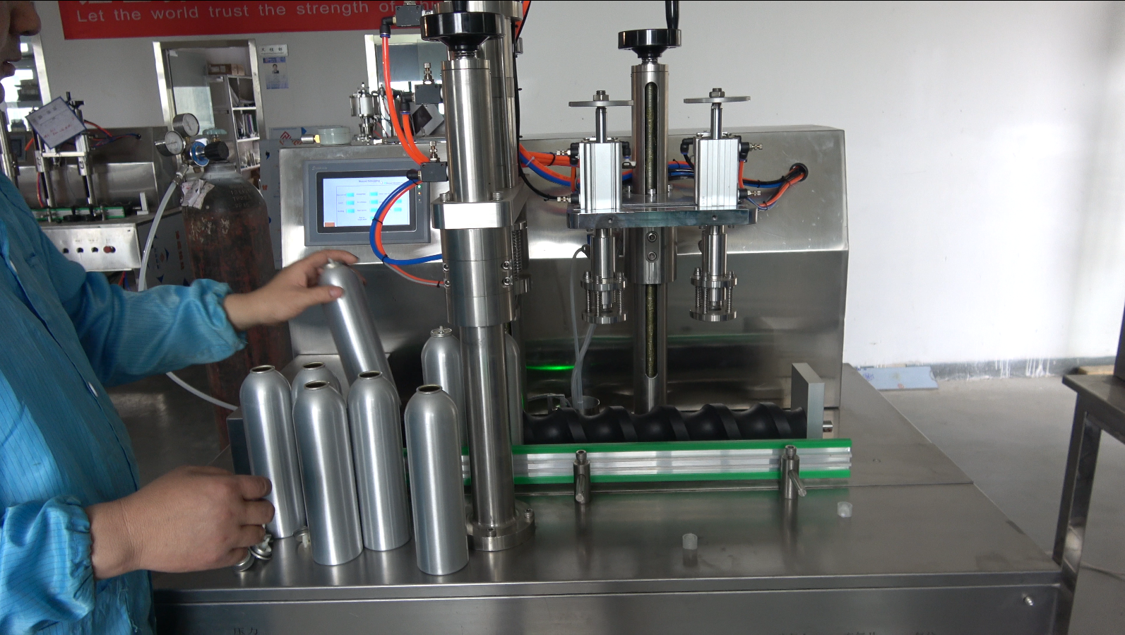 semi-automatic aerosol filling machine